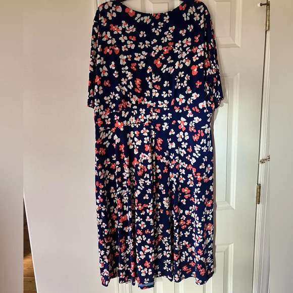 NWT London Times Woman’s Plus Size Printed Jersey A-Line Midi Dress Blue 20W - Picture 4 of 8